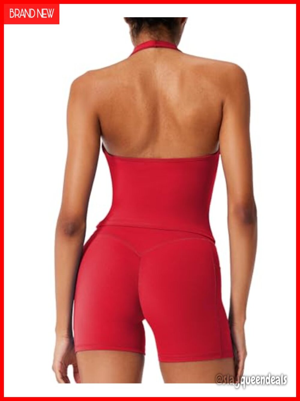 RXRXCOCO Women's Workout Set Halter Tank Top & Shorts with Pockets